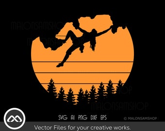 Rock Climbing SVG Girl Climbing - climbing svg, hiking svg, rock climber svg, mountain svg, adventure svg, dxf, png
