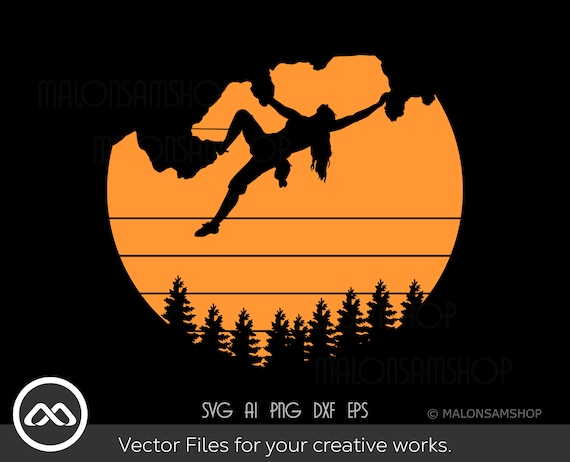 Rock Climbing SVG Girl Climbing - climbing svg, hiking svg, rock climber svg, mountain svg, adventure svg, dxf, png
