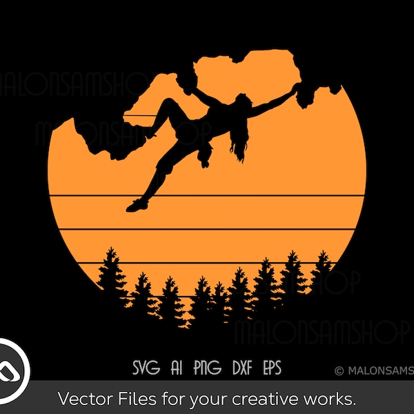 Rock Climbing SVG Girl Climbing - climbing svg, hiking svg, rock climber svg, mountain svg, adventure svg, dxf, png