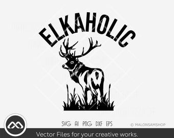 Elk SVG, Deer Svg | Elk Silhouette Svg | Wildlife Svg | Hunting SVG Design | Cricut Cut File | Silhouette PNG | Instant Download