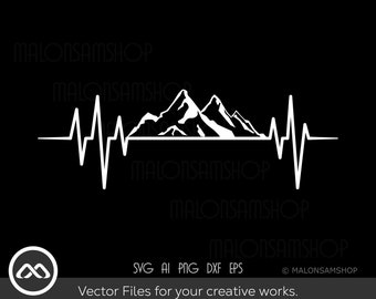 Wandelen SVG Mountain Heartbeat- wandelen svg, avontuur svg, bergen svg, berg svg wandelaar svg, wandeling svg