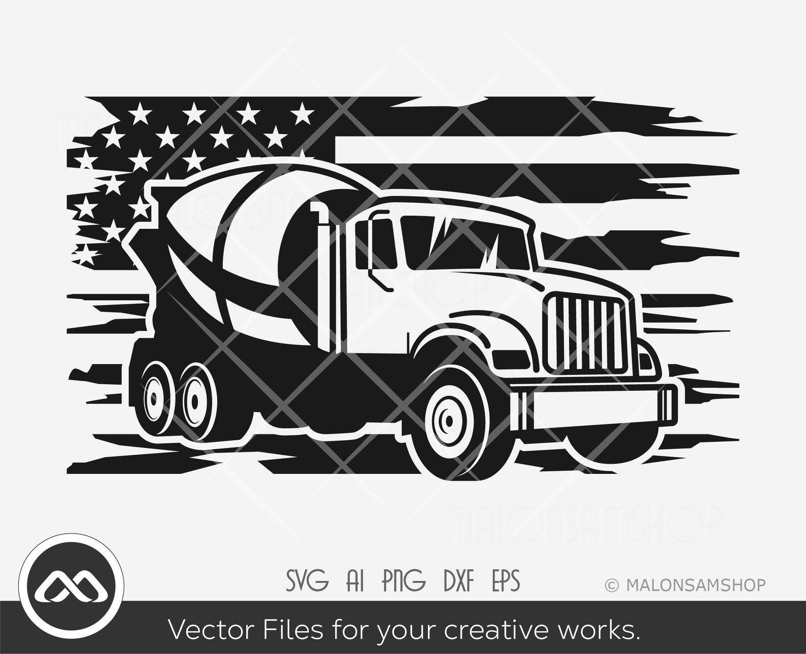 Cement Mixer Truck SVG Us Flag Construction Svg Heavy Etsy Australia