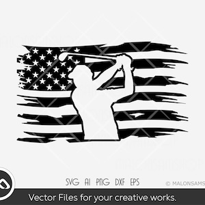 Us flag Golfer SVG File - golf svg, golfing svg, golfer svg, golf clipart, golf ball svg, golf cut file