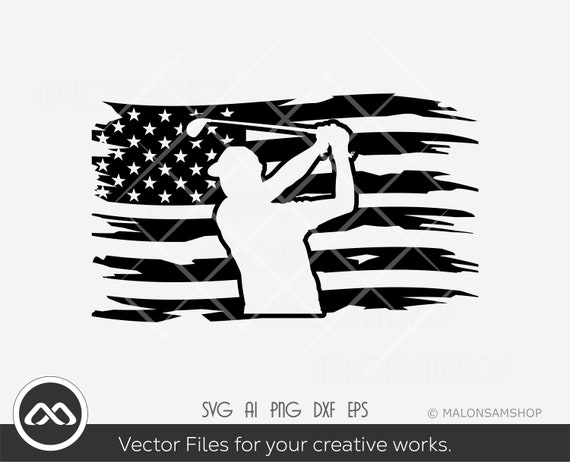 Us flag Golfer SVG File - golf svg, golfing svg, golfer svg, golf clipart, golf ball svg, golf cut file