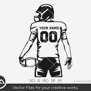 American Football SVG Rear back - football svg, customized name number, sports svg, Cricut file, Vinyl Cutting, CNC, laser, T-shirt file