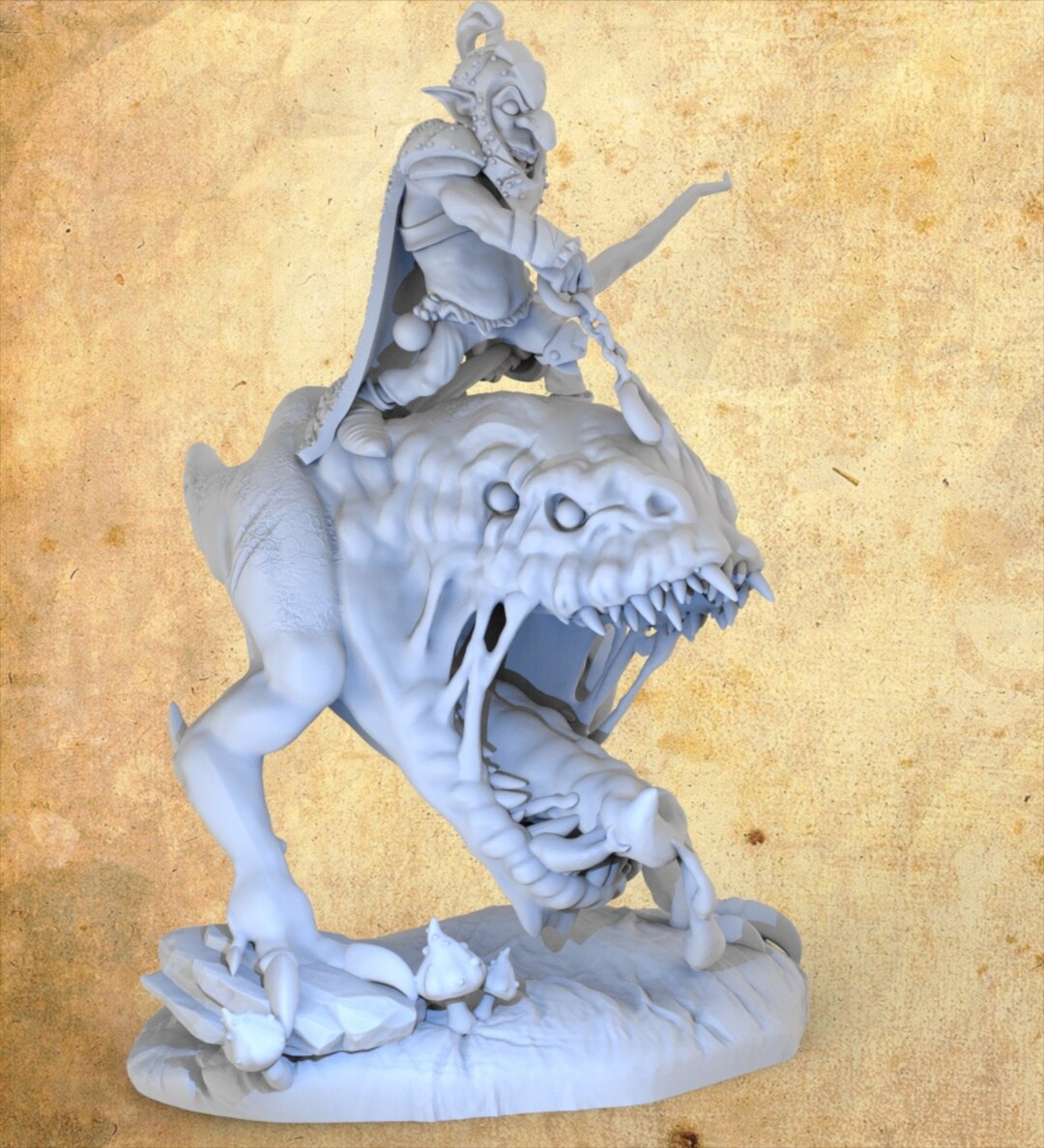 Goblin Fastieth Rider Mini Goblin Beast Rider Champion Miniature for Dungeons and Dragonstabletop ...