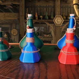 ESO, Skyrim inspired potion bottles.  Great for Cosplay, wall  art or Game Room Decor