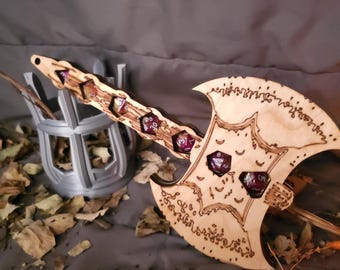 Wooden Battle Axe Dice Holder, DnD Gaming Prop