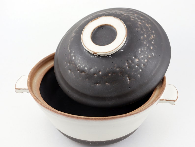 Handmade Ceramic Covered Bowl with Handles