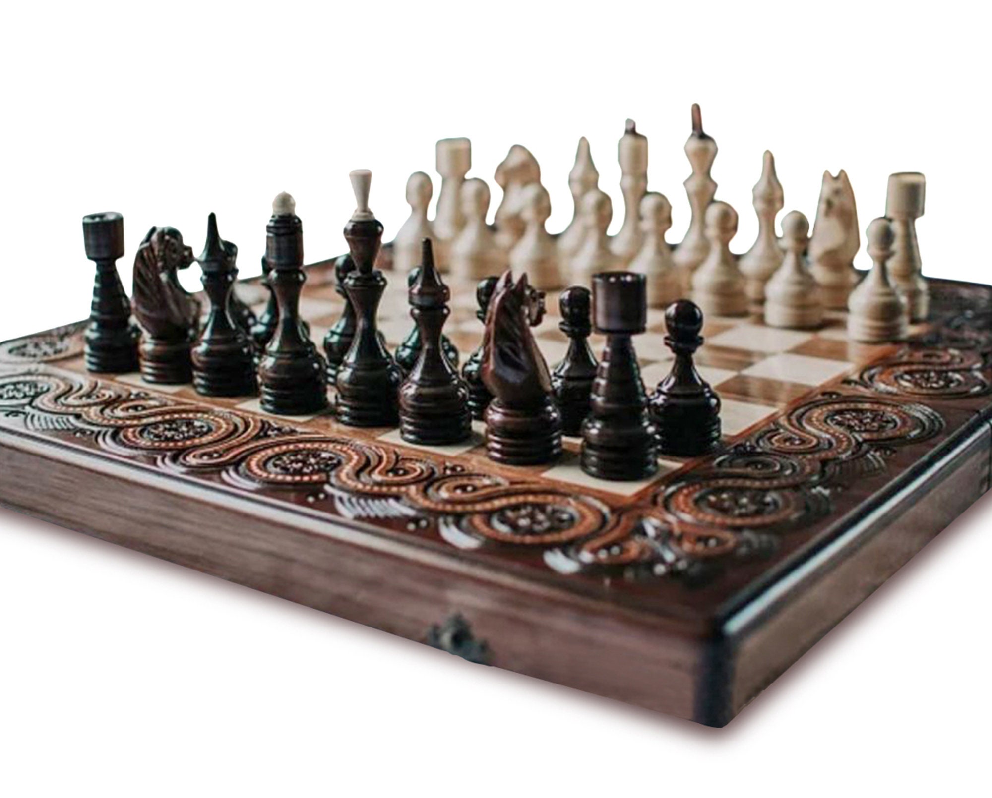 Handmade wooden chess board Etsy