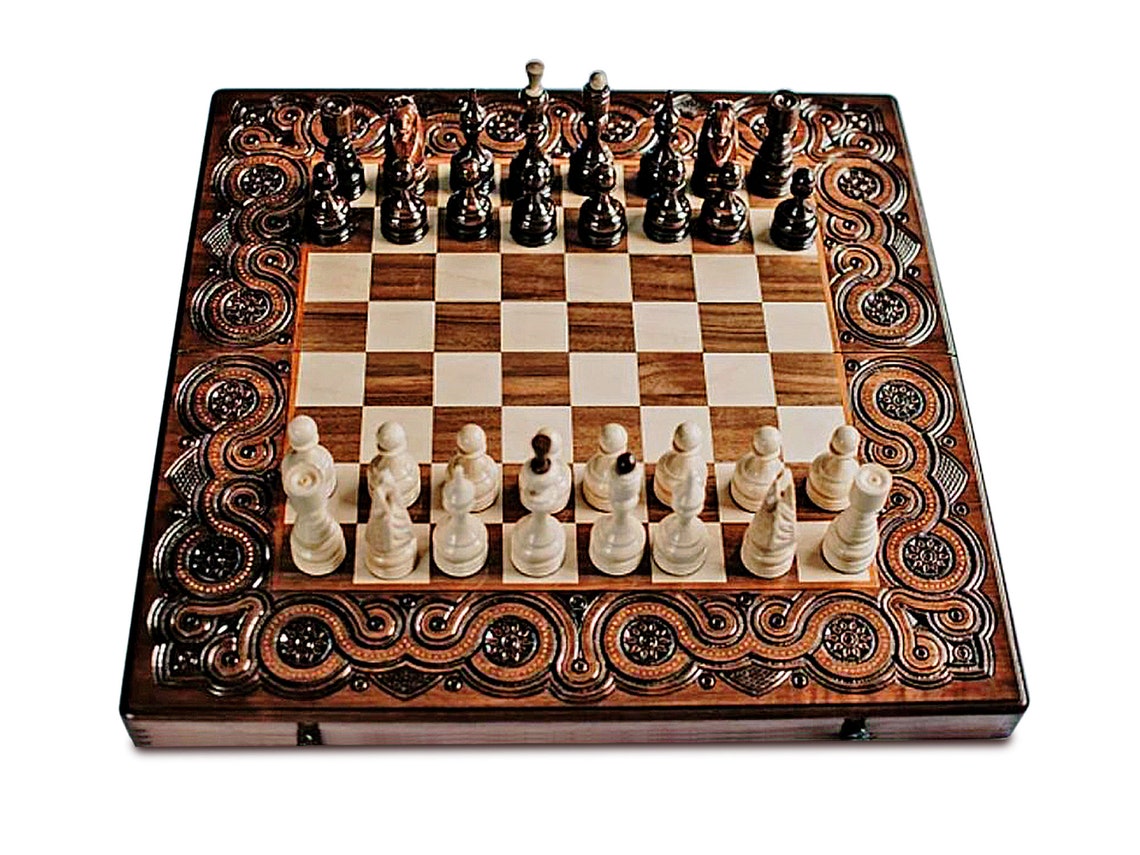 Handmade Wooden Chess Board Etsy UK