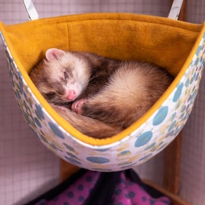 Ferret Corner Hammock Bed – Deep Pouch Cage Hammock, Cozy Hanging Fleece Bed for Ferrets, Safe Sleeping Nest
