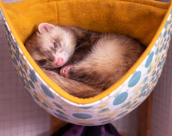 Ferret Corner Hammock Bed – Deep Pouch Cage Hammock, Cozy Hanging Fleece Bed for Ferrets, Safe Sleeping Nest