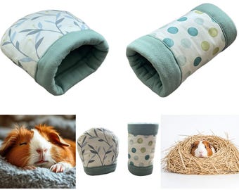 Fleece Guinea Pig Cuddle Sack & Tunnel Set: Mint Small Pet Bed