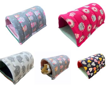 Cama túnel para cobayas / Escondite acogedor de forro polar / Cueva suave para cobayas / Túnel para mascotas pequeñas / Cama lavable para cobayas