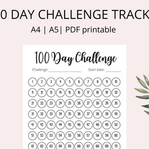 100 Day Challenge Tracker, Habit Tracker Printable, Daily Goal Planner ...