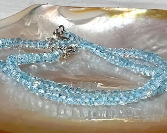 New 3mm Blue Topaz Gemstone Necklace