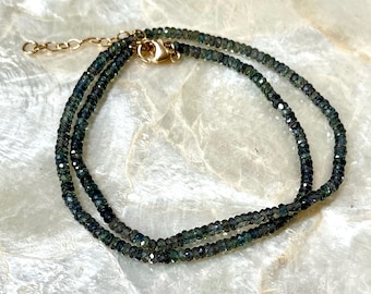 Green Sapphire Necklace 16-18”