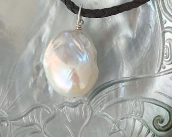 Large Freshwater Baroque White Pearl Pendant