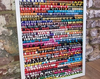 Tableau abstrait original multi couleur collage en magazines recyclés inspirant et lumineux