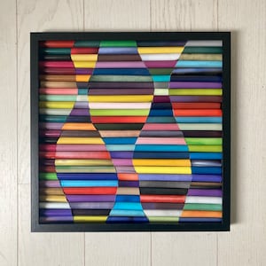 Geometric wall art - contemporary multi-color collage painting made from recycled magazines