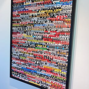 Abstract picture created from recycled magazines, multicolored rolls brighter