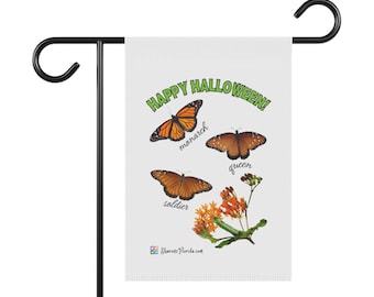 Happy Halloween Milkweed Garden Flag