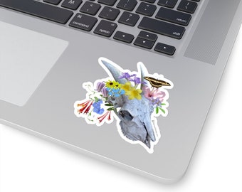 Boho Skull with Flowers Sticker