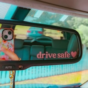 Drive Safe Autospiegel Aufkleber, Rückspiegelaufkleber, Positivität Autospiegel Vinyl Aufkleber, Herz, Selbstliebe, Geschenkidee, Trendy, ästhetisch