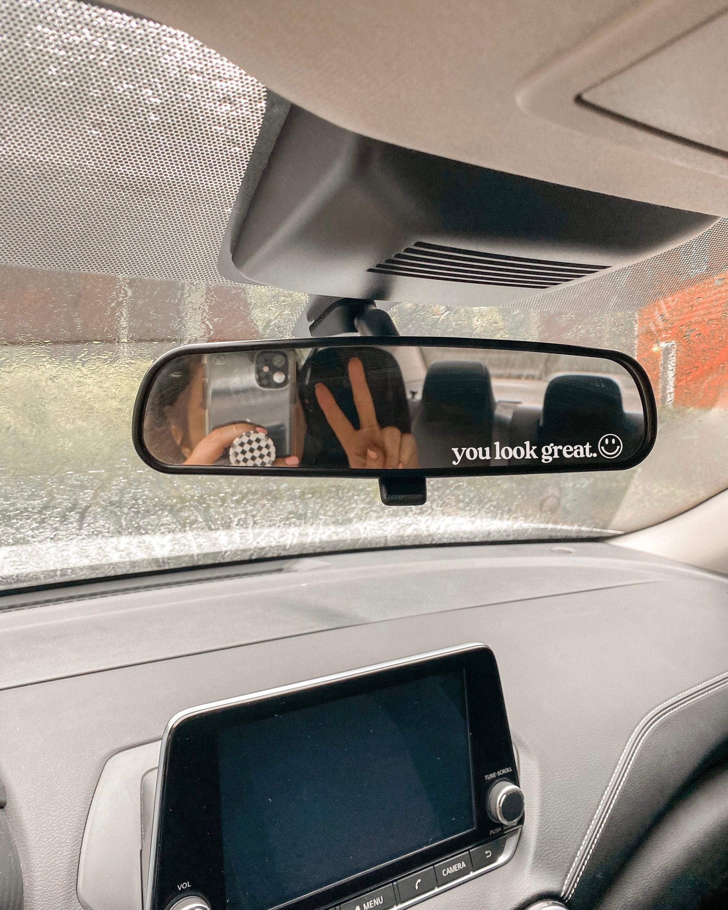 You Look Great Car Mirror Decal, Looking Good Rear View Mirror Cling,…