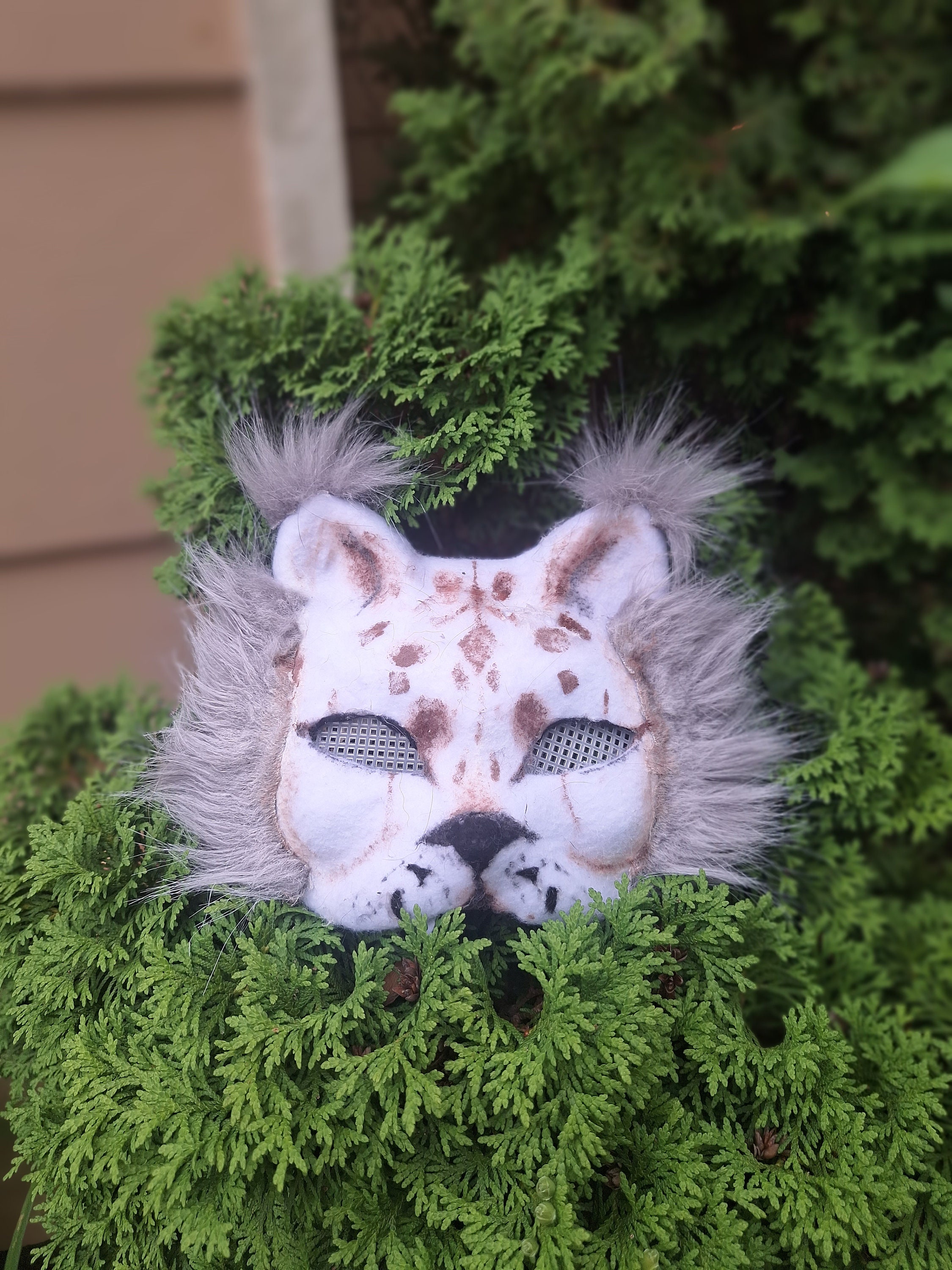 Hand Painted Felted Therian Cat Mask 