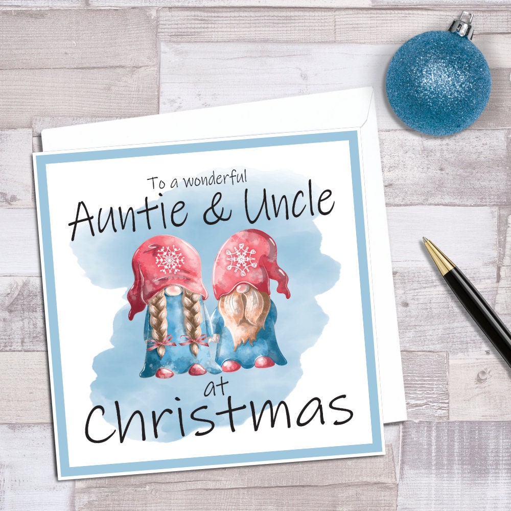 Auntie and Uncle Chritsmas Cardmerry Christmas Auntie and Unclehandmade Christmas Gnome
