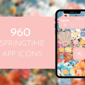 Springtime App Icon For IOS 14 & Android ｜960 Pastel App Covers ｜ Home Screen Aesthetic ｜ App Icon Covers Pack｜ Digital Download
