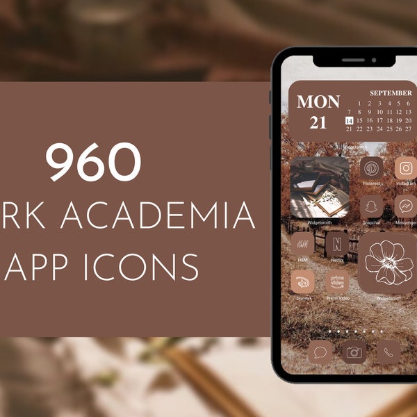 Academia App Icon For IOS 14 and Android ｜960 Brown and Tan App Covers ｜ Home Screen Icon Aesthetic ｜ App Icon Covers Pack｜ Digital Download