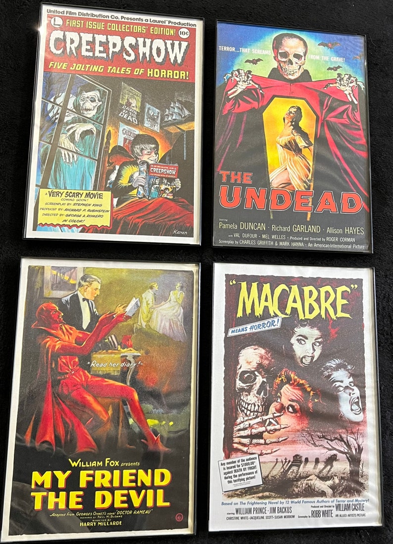 Vintage Movie Horror/Death Related, Framed Silk Cloth Posters image 1