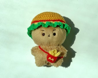 Burger hat Fries bag Set for 10cm Kpop Dolls