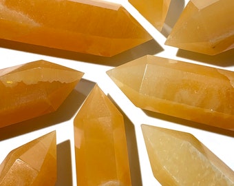 Natural Juicy Orange Calcite Crystal Towers - Crystals / Energy / Healing / Spirituality / Chakra / Meditation