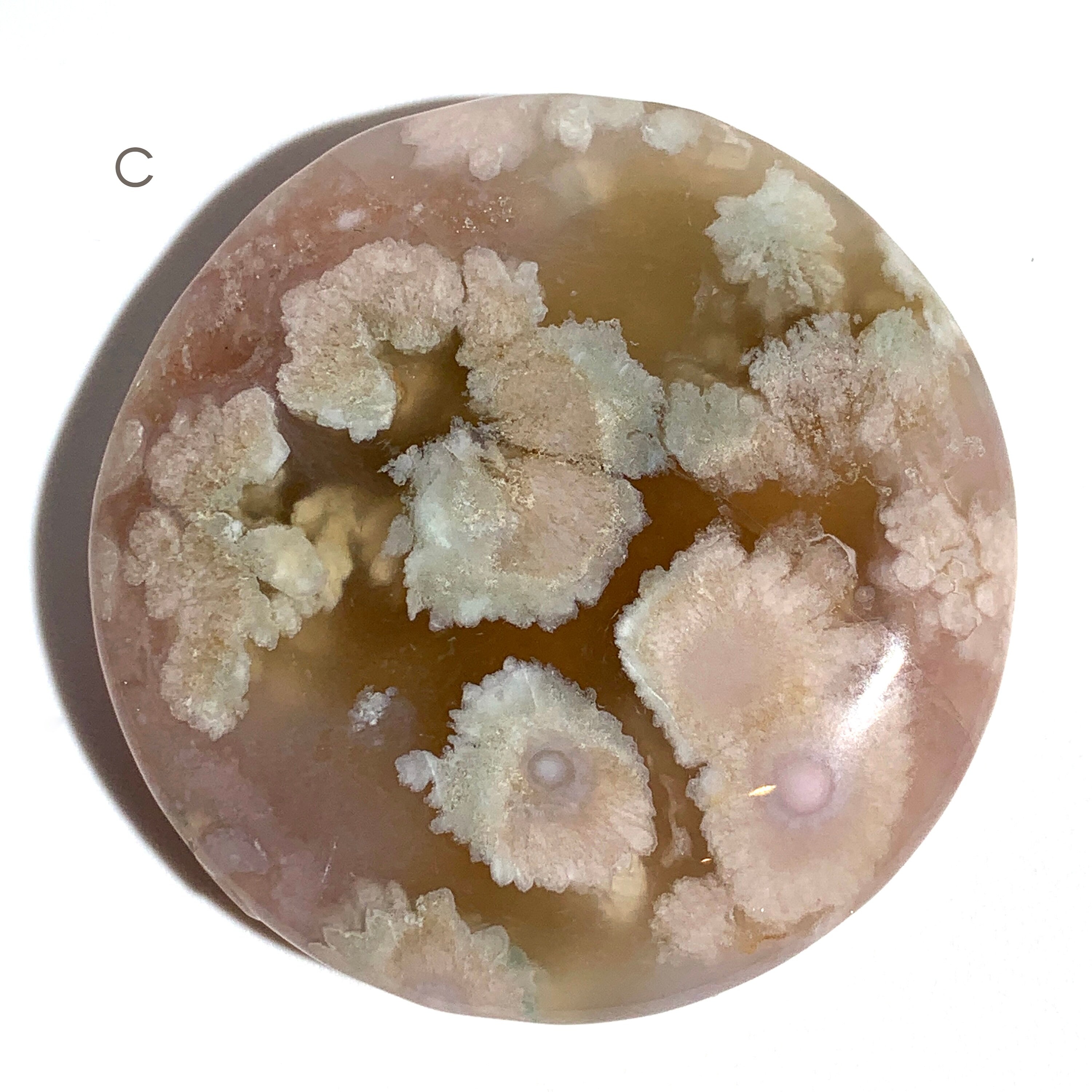 Natural Pink Flower Agate Crystal Cabochon Etsy