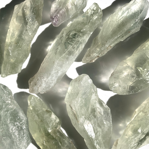 Natural Green Prasiolite Quartz Crystal Root Raw Specimens - Crystals / Energy / Healing / Spirituality / Chakra / Meditation