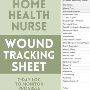 Home Health Nurse Wound Tracking Sheet