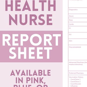 Home Health Nurse Report Sheet