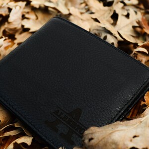 Cartera de hombre grabada a medida, cartera de cuero para hombre personalizada, cartera triple personalizada para hombres, cartera de cuero grabada, regalo del Día del Padre
