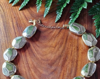 Vintage Silver pebble statement retro fashion necklace