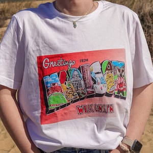 Madison, WI Unisex T-Shirt (Front Design) |  University of Wisconsin Madison UW Badgers College Gift Graduation Alumni Present
