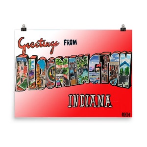 Bloomington, IN Farbverlauf Poster | Indiana Universität I.U. Hoosiers Wand-Kunst-College-Geschenk Abschlussfeier Alumni vorhanden