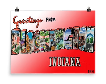Bloomington, IN Gradient Poster | Indiana University IU Hoosiers Wall Art College Gift Graduation Alumni Present