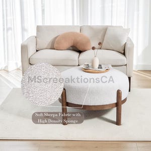 Modern PU Leather Ottoman Footrest Bench with Solid Wood Legs, Single Seat Foot Stool for Living Room Bedroom