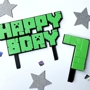 Mine Celebration Cake Set - Happy Birthday Sign and Number