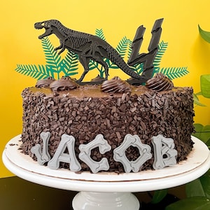 Dinosaur Cake Topper Combo | Personalized T-Rex Birthday Cake Sign