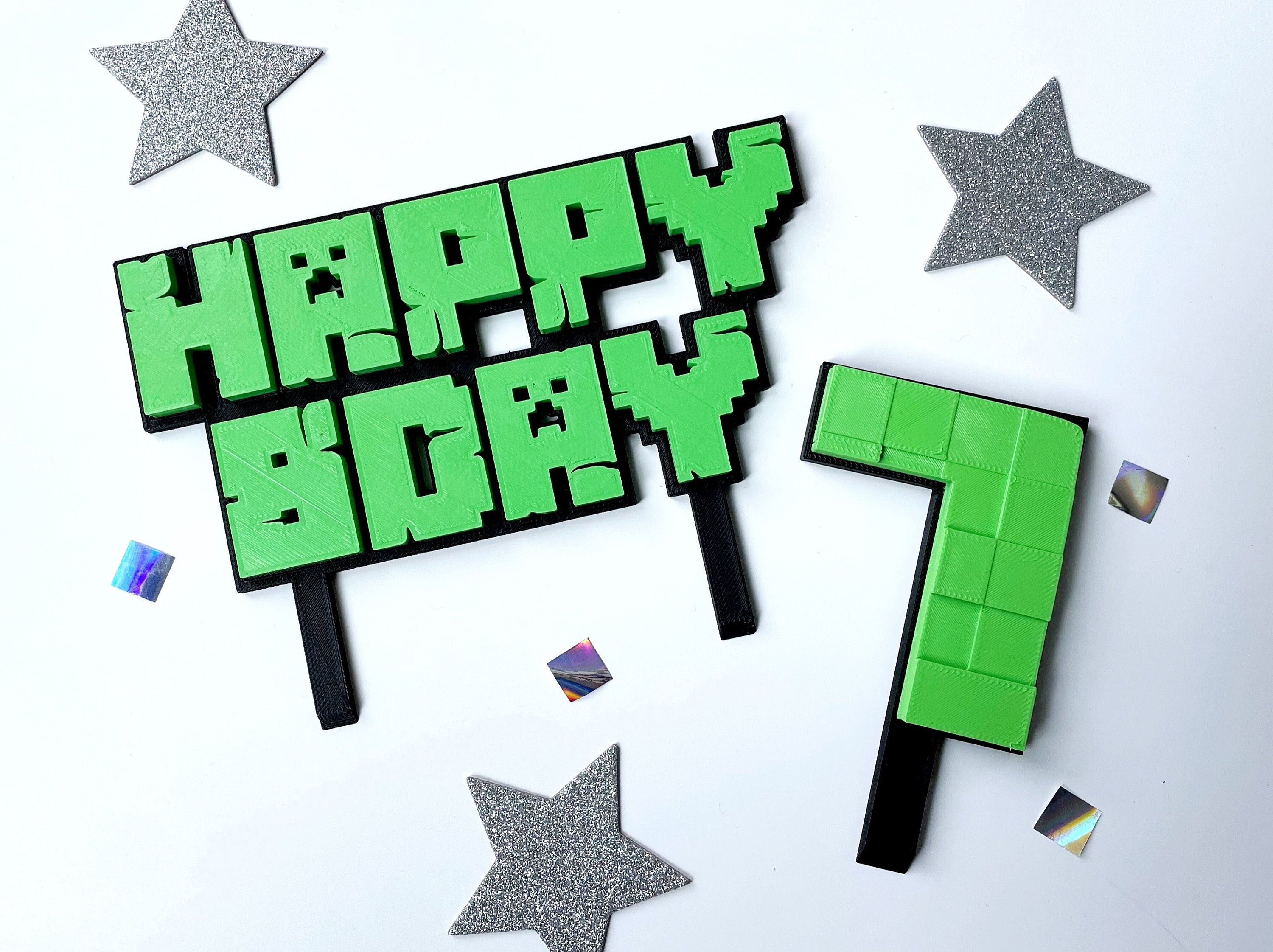 Minecraft Cake Topper + Number Set